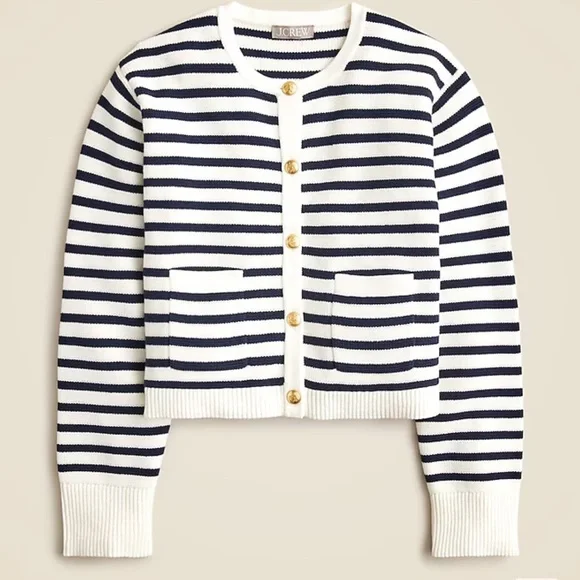 J.Crew New relaxed Emilie sweater lady jacket in stripe - Picture 4 of 8